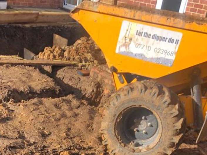 Diverting a soil pipe for an extension in Berkshire Let The Digger Do It